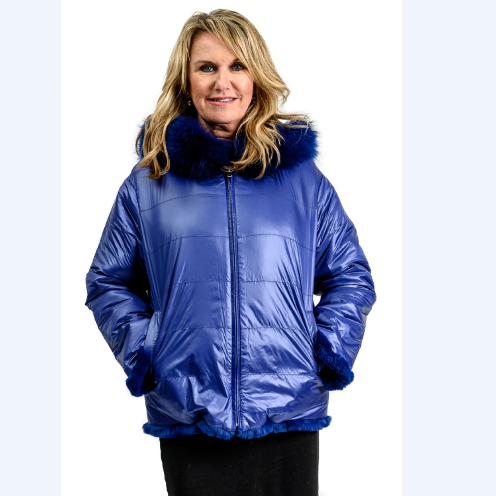 Reversible Rex Rabbit and Fox Fur Parka - Picture 3 of 4